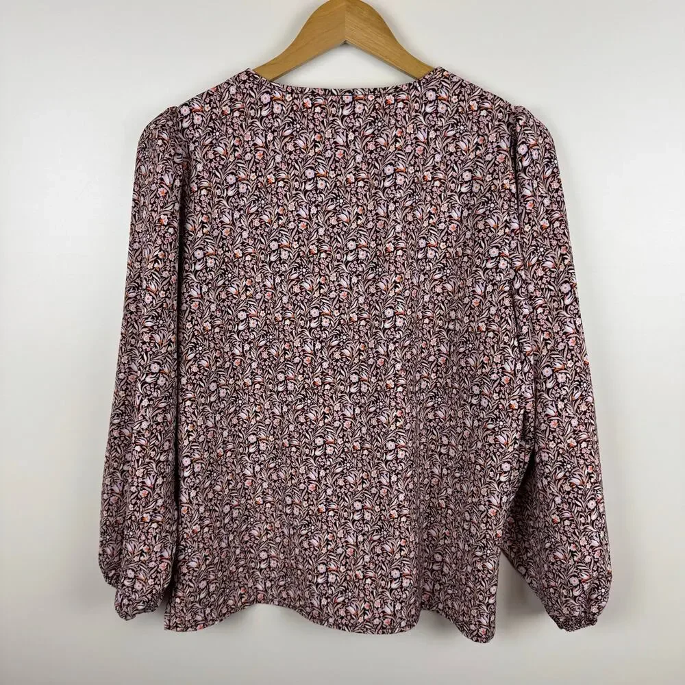J Crew Womens Puff Sleeve Crepe Top in Floral Flourish Sz S | Feminine‎ Preppy